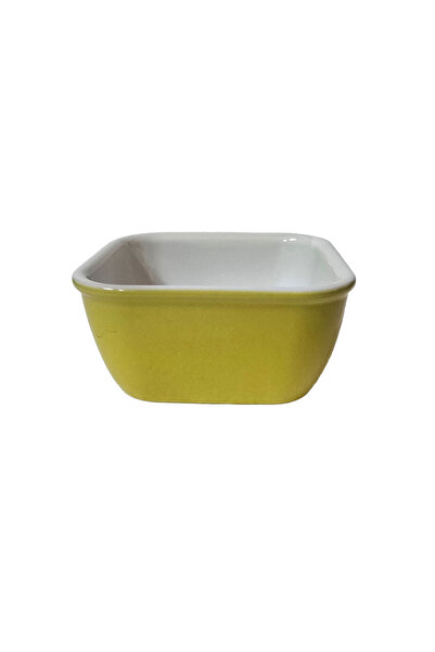 Cesiro Vas termorezistent patrat, 12.5×6.5, Alb/Galben