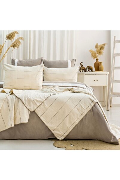Şaheser Cuvertura muselină 240x260cm + 2 fete de perna, Steva Bej
