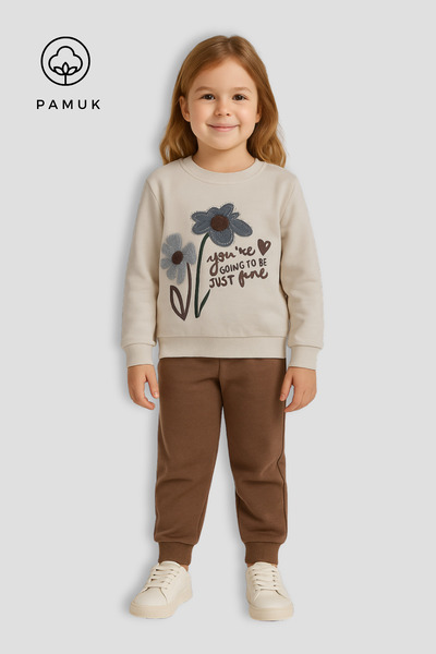 HK HOPKİDS Κοριτσίστικο κοστούμι με κέντημα λουλουδιών από ύφασμα δύο κλωστών...