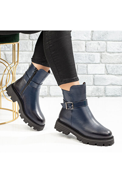 Modlet.ro Women's blue boots made of leather MOD10672