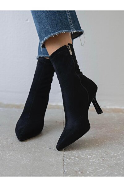 ECENİN BUTİĞİ Dina Streç Siyah Süet Bot