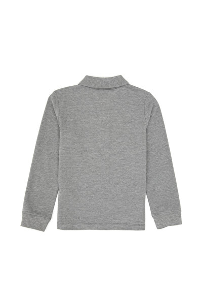 U.S. Polo Assn. Erkek Çocuk Gri Melanj Basic Polo Yaka Sweatshirt 50313790-VR086