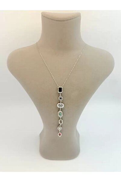 Miruva Silver Zincir Taşlı Dekolte Kolye