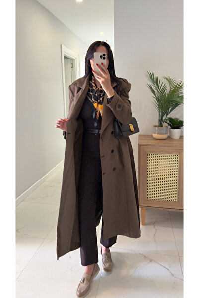 BİRCANÇİL Tolia Kahve Astarlı Süet Trençkot