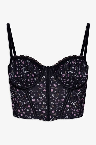 Kozaa مشد نسائي قصير منقوش بالزهور بدون حشوة