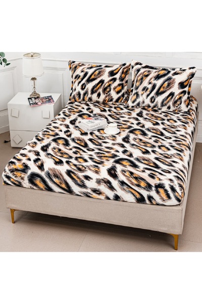 CHIRASO Cocolino Bed Cover Set with Elastic CHIRASO, 180x200+30cm and 2 Pillowcases, Animal Print