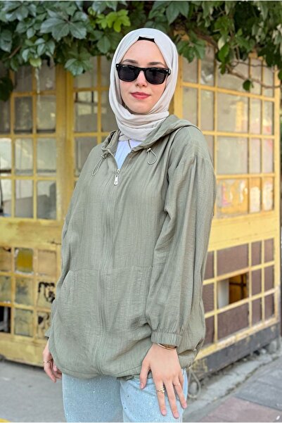 Moda Rosa 25Y7295 - HAKİ - KANGURU CEPLİ BOMBER CEKET
