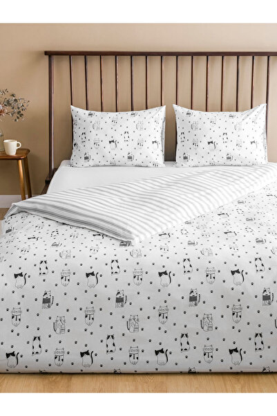 LC Waikiki Leave Your Style with Us |   Cat Printed Double Duvet Cover Set