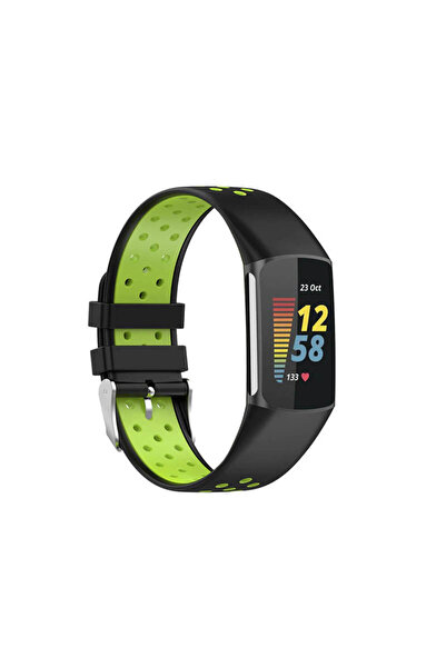 Edman Brățară sport pentru Fitbit Charge 5, neagră/verde
