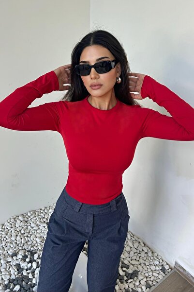 DİONNA Crew neck basic long sleeve bodysuit