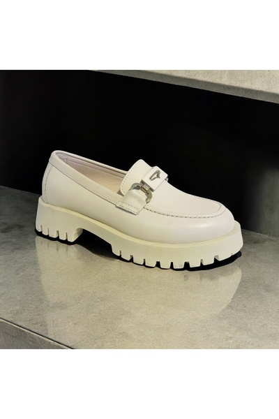 GMG PLUS Deri Krem Kalın Taban Loafer