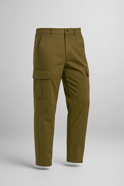 DAMGA JEANS Erkek Yüksek Bel Kargo Cepli Haki Baggy Pantolon