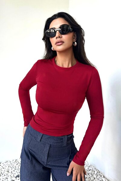 DİONNA طاقم الرقبة الأساسية طويلة الأكمام الجسم