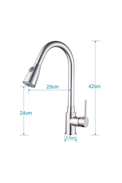 Trendy's Baterie bucatarie extractabila inox satinat