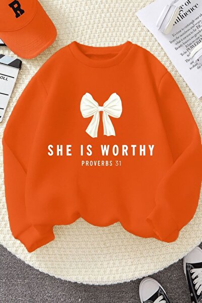 BENROMA 3 İPLİK PENYE SHE İS WORTHY BASKILI ÜNİSEX ÇOCUK SWEAT