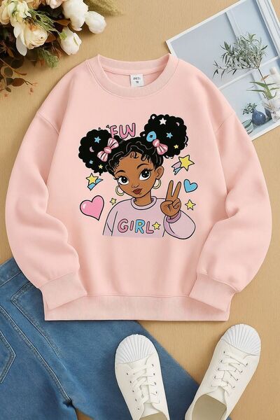 DM DOLCE MORE 3-нишка джърси момичешка унисекс детска блуза с принт