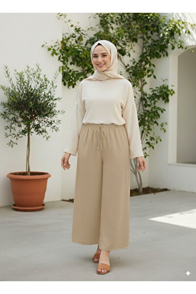 lavrisa Beli Lastikli Ayrobin Pantolon