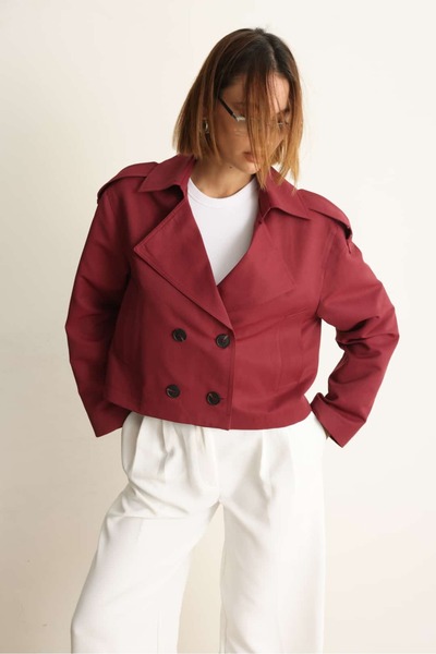 Swass Carla Kısa Trençkot Bordo