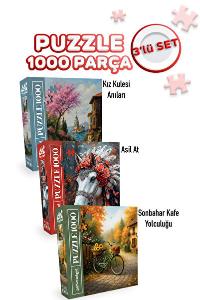 Neverland 3 ADET 1000 PARÇA PUZZLE - KIZ KULESİ ANILARI VE ASİL AT VE SONBAHA...