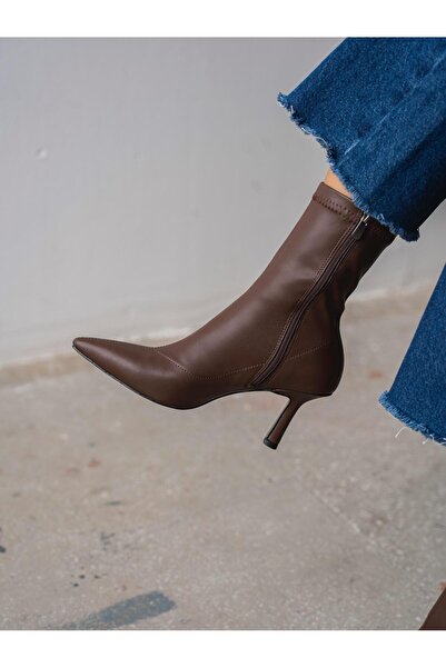 ECENİN BUTİĞİ Dina Streç Kahve Deri Bot