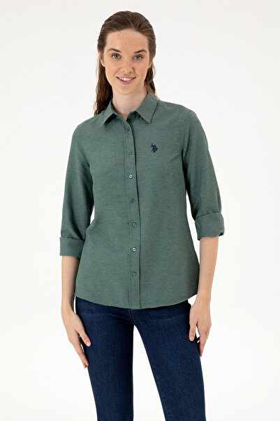 U.S. Polo Assn. Kadın Koyu Yeşil Uzun Kollu Basic Gömlek 50316711-VR079