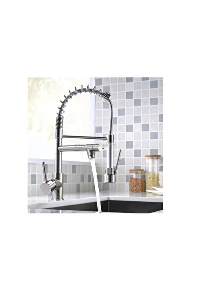 Trendy's Professional kitchen faucet, wide spout, satin stainless steel TRENDY S