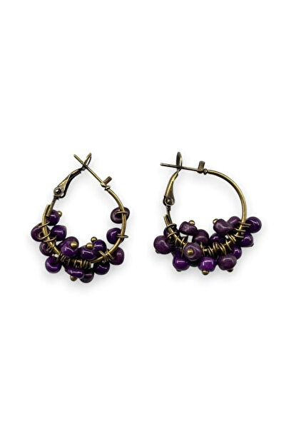 dela otantik Handmade Beaded Authentic Hoop Earring - Multi-Colored Bohemian Vintage Model Bijouterie Jewelry