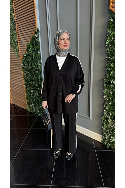 Venoura Siena Stripe Detailed Modal Hijab Two-Piece Set