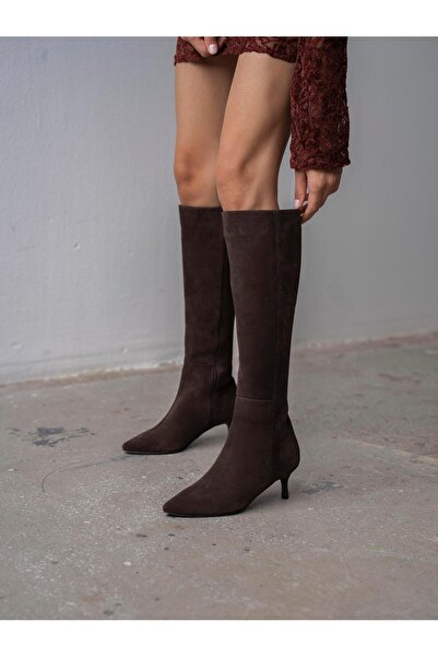 ECENİN BUTİĞİ Zanka Kahve Süet Hakiki Deri Çizme