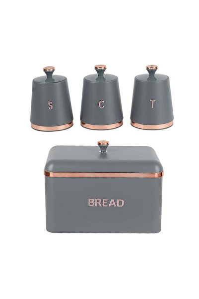 Danube Home Astra 4-Pc Metal Kitchen Storage Set with Bread Bin – Durable, Stylish & Space-Saving 1200ml