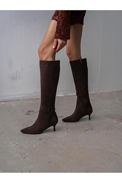 ECENİN BUTİĞİ Zanka Kahve Süet Hakiki Deri Çizme