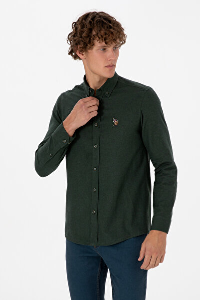 U.S. Polo Assn. Erkek Koyu Yeşil Uzun Kollu Basic Gömlek 50307686-VR079