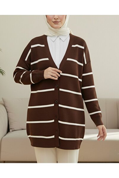 Modamorfo Striped Buttoned Cardigan
