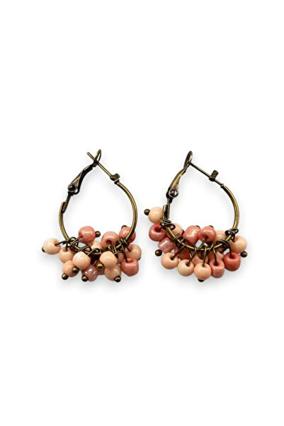 dela otantik Handmade Beaded Authentic Hoop Earring - Multi-Colored Bohemian Vintage Model Bijouterie Jewelry