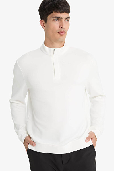 DeFacto Ανδρικό φούτερ με μισό φερμουάρ Regular Fit ψηλός λαιμός F2821AX/WT34