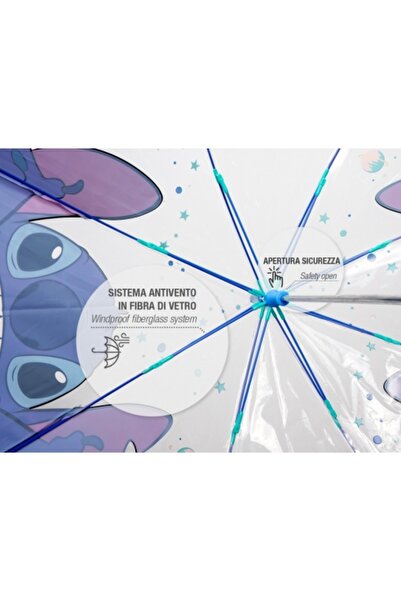 Perletti Manual umbrella, Perletti, transparent POE dome, Stitch model, windproof system, 45 cm