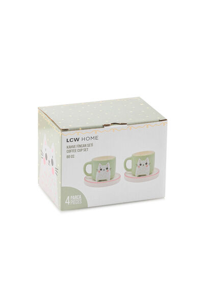 LC Waikiki Leave Your Style with Us |   Cat Printed Porcelain Coffee Cup Set for 2 People 90 ml