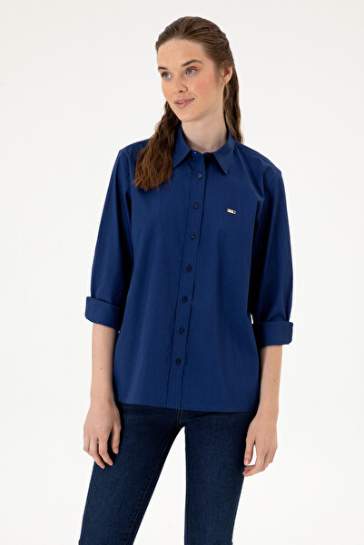 U.S. Polo Assn. Kadın İndigo Uzun Kollu Gömlek 50316699-VR028