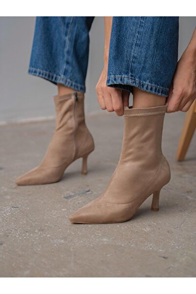 ECENİN BUTİĞİ Dina Streç Bej Süet Bot