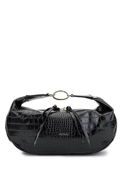 Ripani حقيبة كتف نسائية من الجلد الطبيعي باللون الأسود