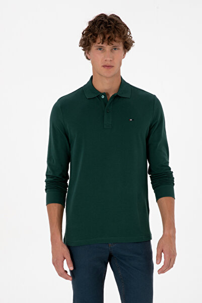 U.S. Polo Assn. Erkek Regular Fit Polo Yaka Koyu Yeşil Basic Sweatshirt 50315941-VR079