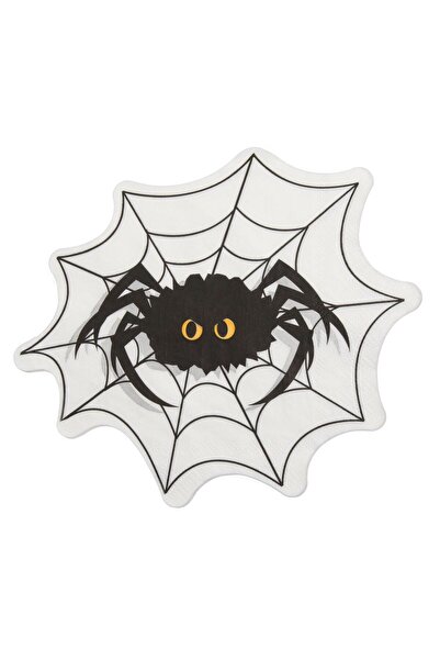 OEM White 2-Ply Table Napkins with Halloween Spider Web Cutout Pattern 33x33cm - 12pcs
