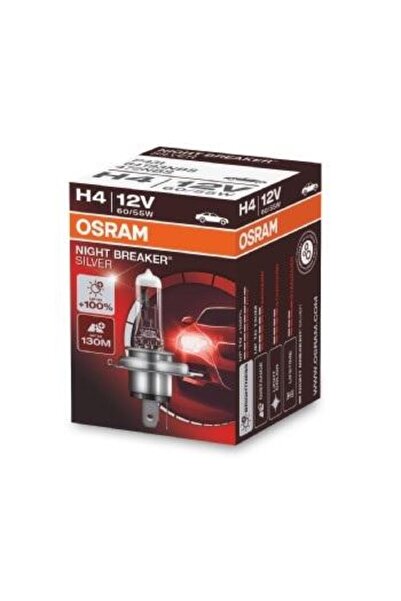 Osram Bec Auto H4 12V 60/55W Night Breaker Silver +100% Luminozitate, Model 6...