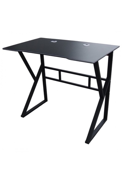 ECARLA Gaming desk, metal frame, smooth top with cable holes, black color, 100x60 cm, eCarla, STL20CZ