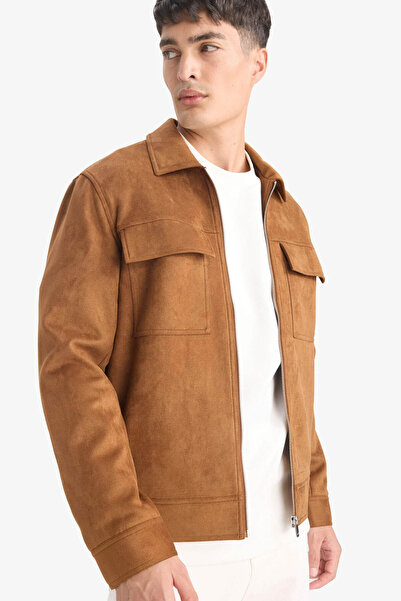 DeFacto Slim Fit Slim Fit Polo Collar Lined Zippered Pocket Seasonal Spring S...