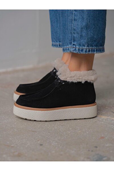 ECENİN BUTİĞİ Cira Siyah Hakiki Süet Kadın Bot