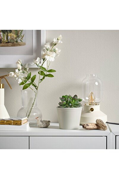 IKEA KÖRSBÄRSBJÖRK Plant Pot, Light Grey-Beige, 9 cm