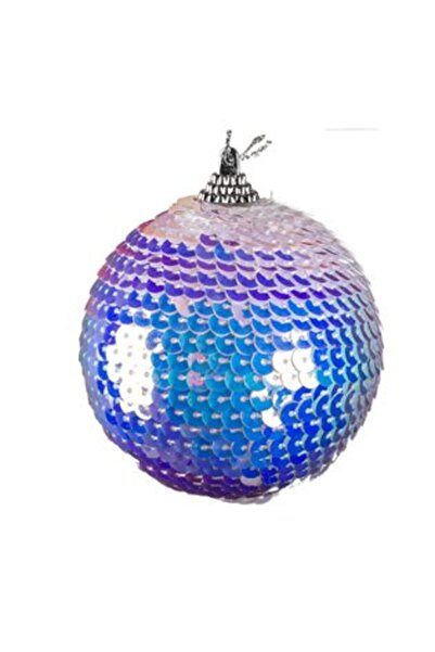 SHOPIENS Ornament de Crăciun pentru brad - Glob cu paiete iridescente albe Ø8 ​​cm