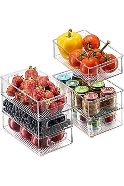 Generic U-HOOME Refrigerator Organizer Bins, U-HOOME 6 Pack Clear Stackable Pantry Food Storage Bins,Fridge,