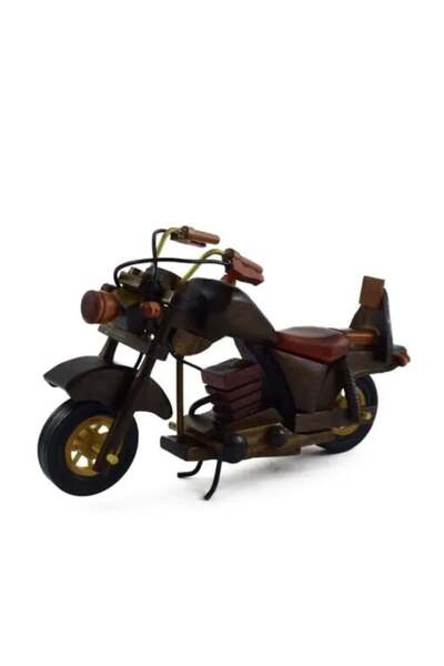 velve Macheta Harley Motocicleta Retro din lemn, Maro, 26 x4x14cm